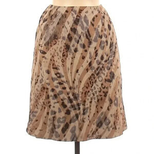 W By Worth Animal Print A-line Skirt UltraSuede Pockets Women’s Size 8 Medium